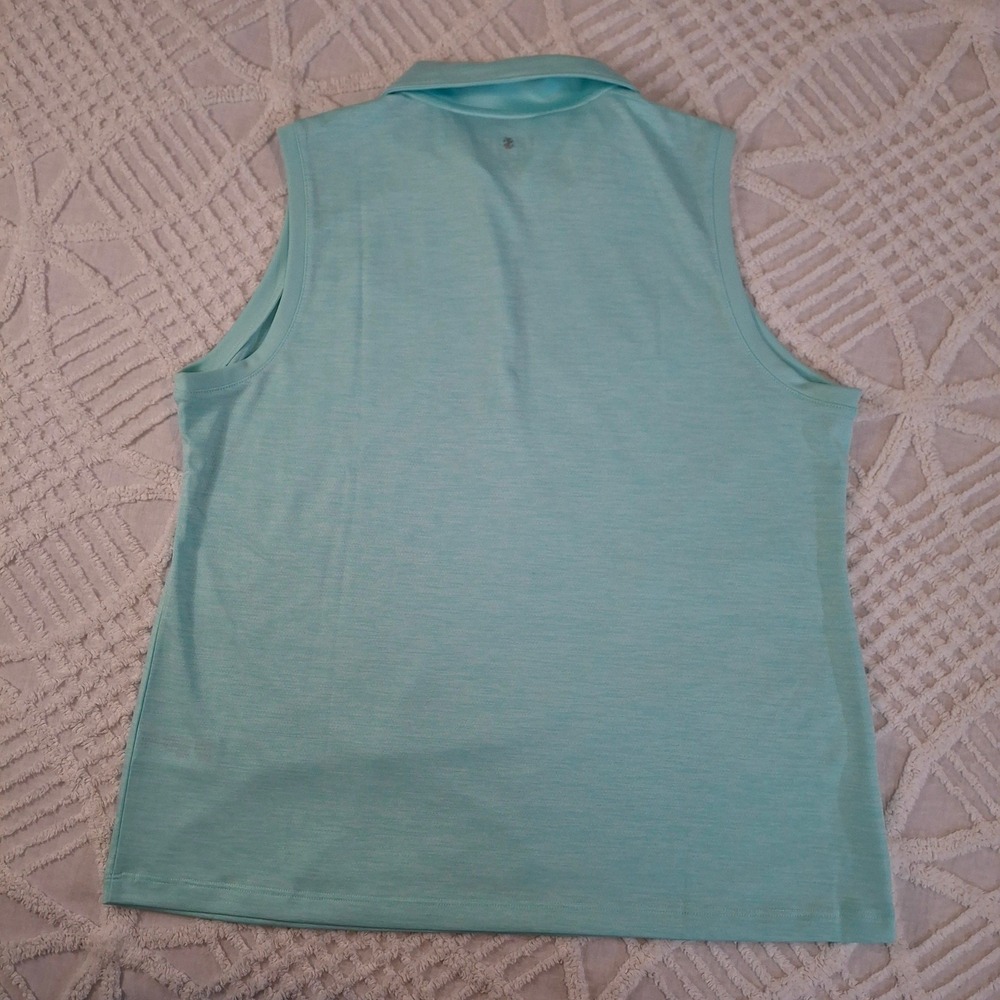 IZOD GOLF Womens XL Sleeveless Polo Shirt Aqua Blue Stretch Performance - Picture 6 of 6